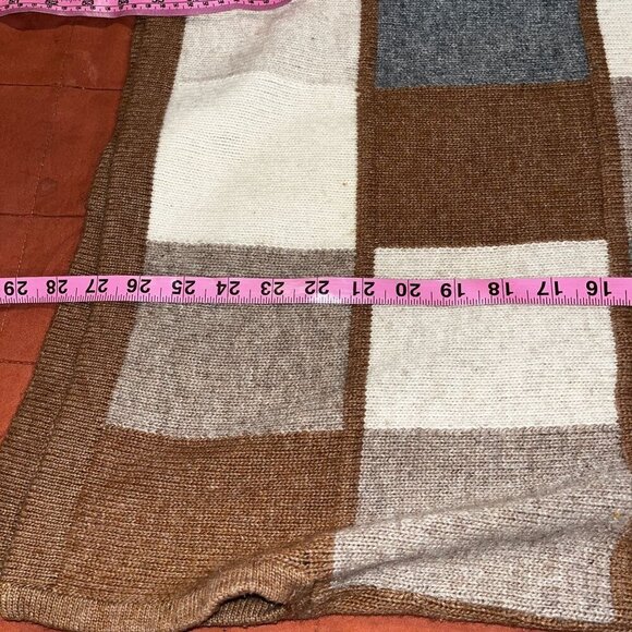 Vintage LambWool Cashmee Blend Patchwork Turtleneck Sweater Women Size Medium - Picture 6 of 9